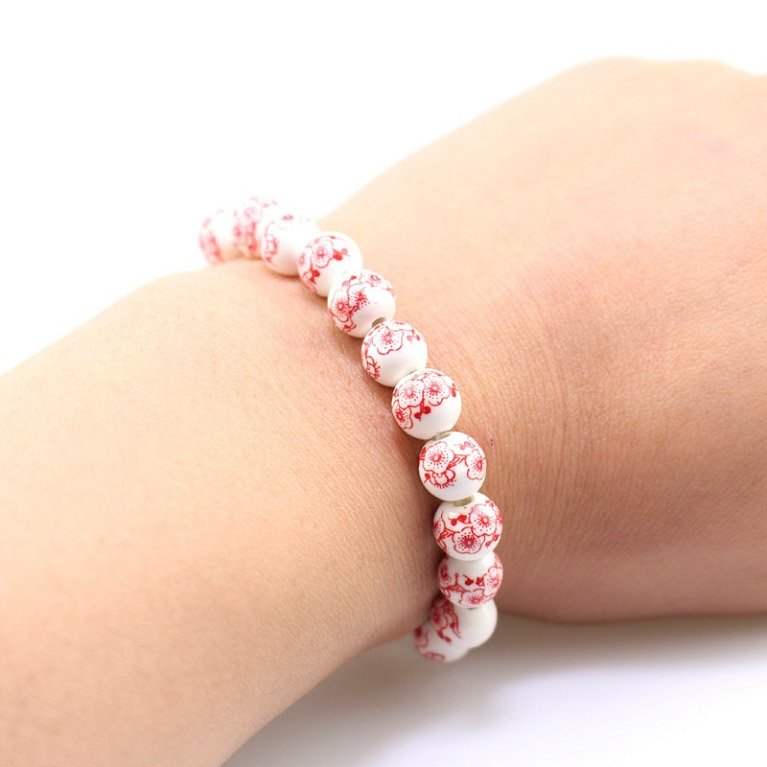 Náramek ČÍNSKÝ PORCELÁN 8mm KAMENY