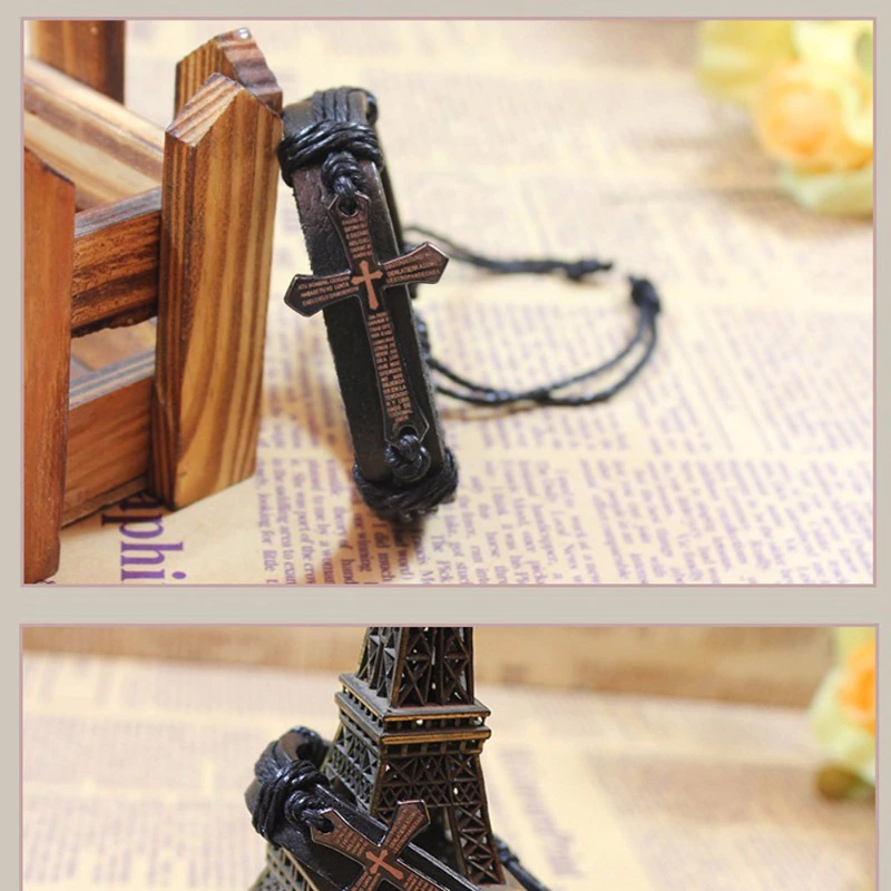 NÁRAMEK PRO ŠTĚSTÍ KOŽENÝ KŘÍŽ