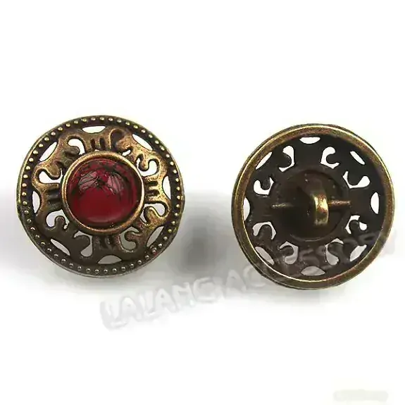 TIBET - KNOFLÍK BRONZOVÝ -KORÁL