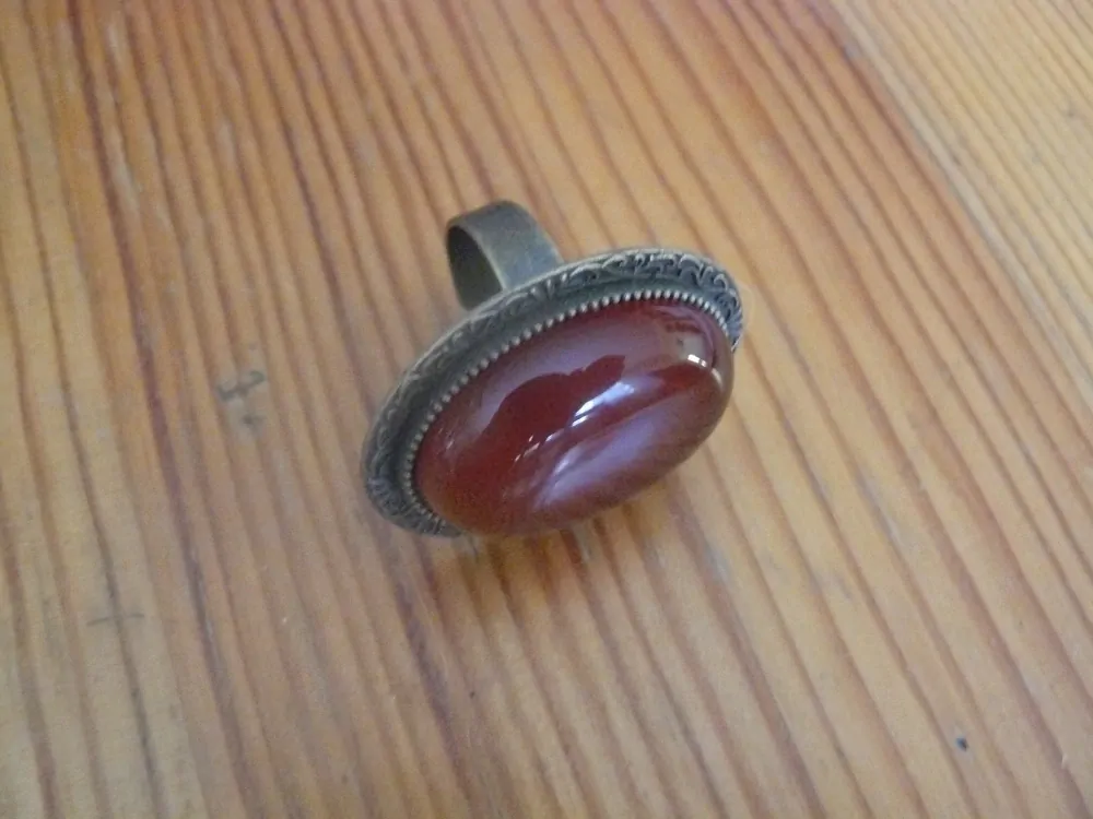 Krásný Vintage PRSTEN Kámen KARNEOL