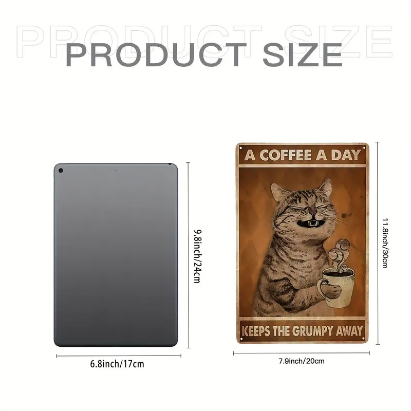  Vintage plechová  CEDULE  Kočka & Káva 