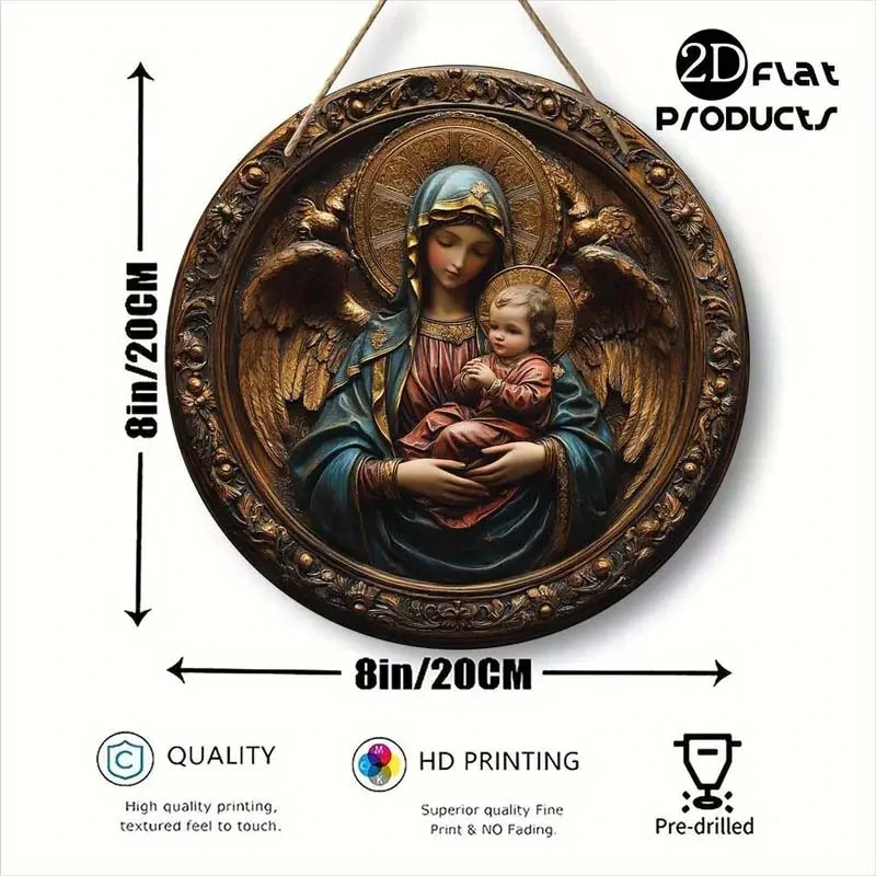 Vintage hliníkový DEKORACE Panna Marie