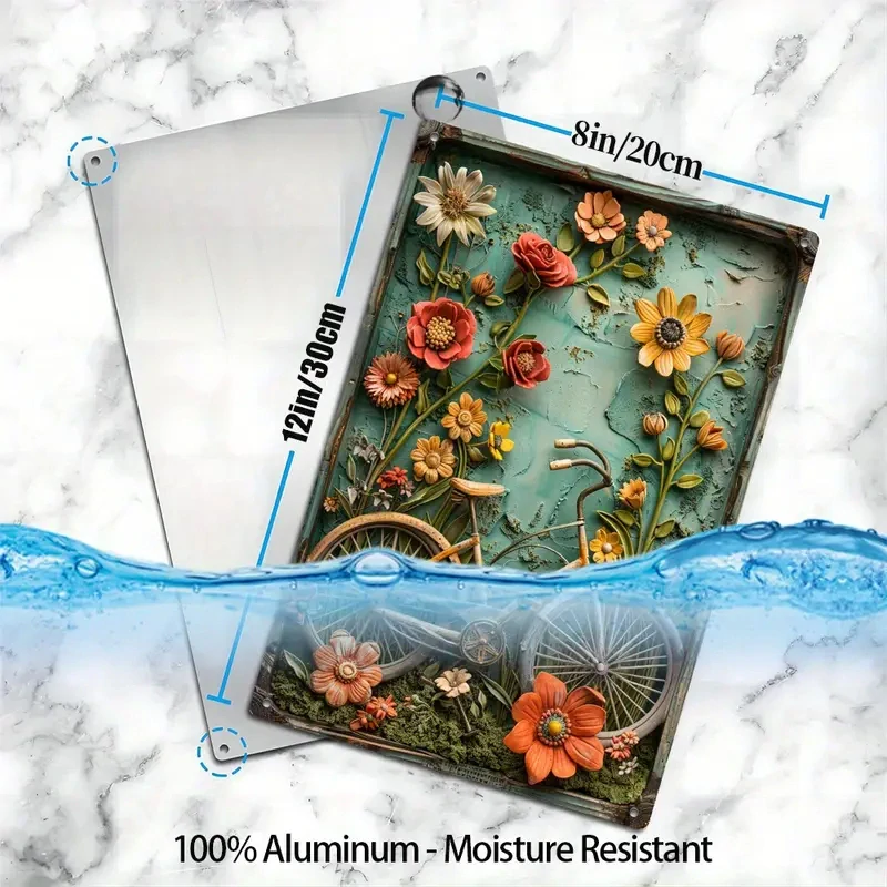 Nádherná Retro CEDULE jízdní kolo s květinami