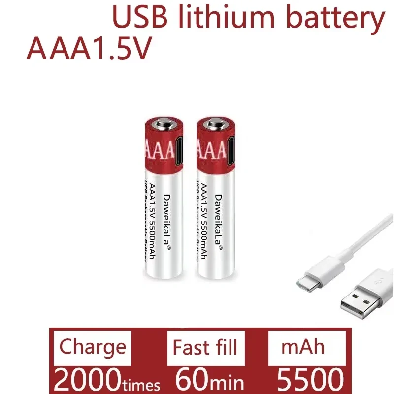 Dobíjecí BATERIE AAA 1,5V 5500mAh - VELKÁ VÝDRŽ 