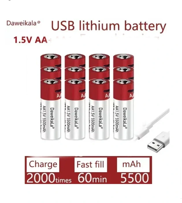 2x DOBÍJECÍ BATERIE-VELKÁ VÝDRŽ-1,5V AA 5500mAh