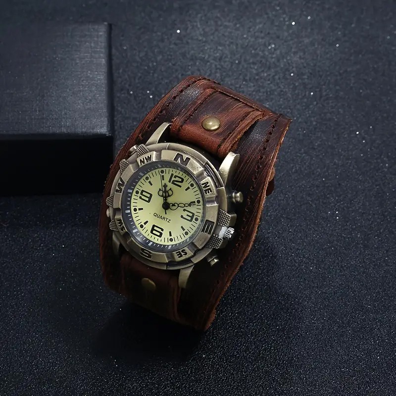 Punkové Retro styloví HODINKY z EKO Kůže