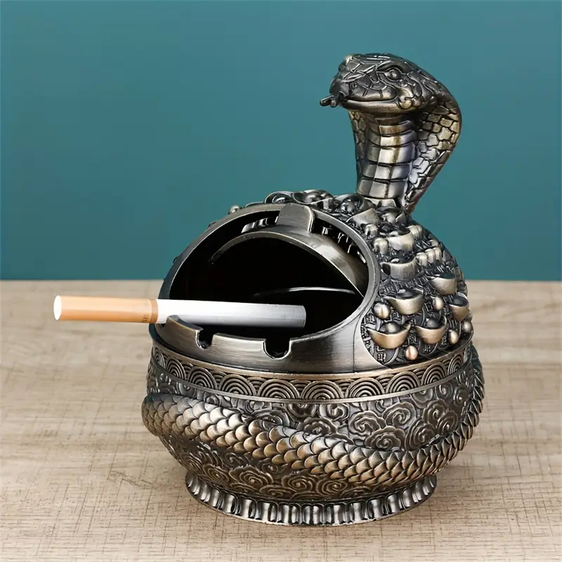 Retro kovový POPELNÍK s víkem VELBLOUD