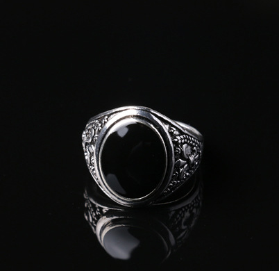 PRSTEN PÁNSKÝ-KÁMEN-ONYXOVÁ BARVA