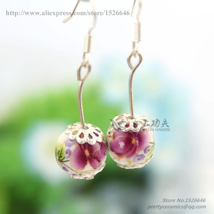 NÁUŠNICE KERAMICKÉ-KVÍTEČKA