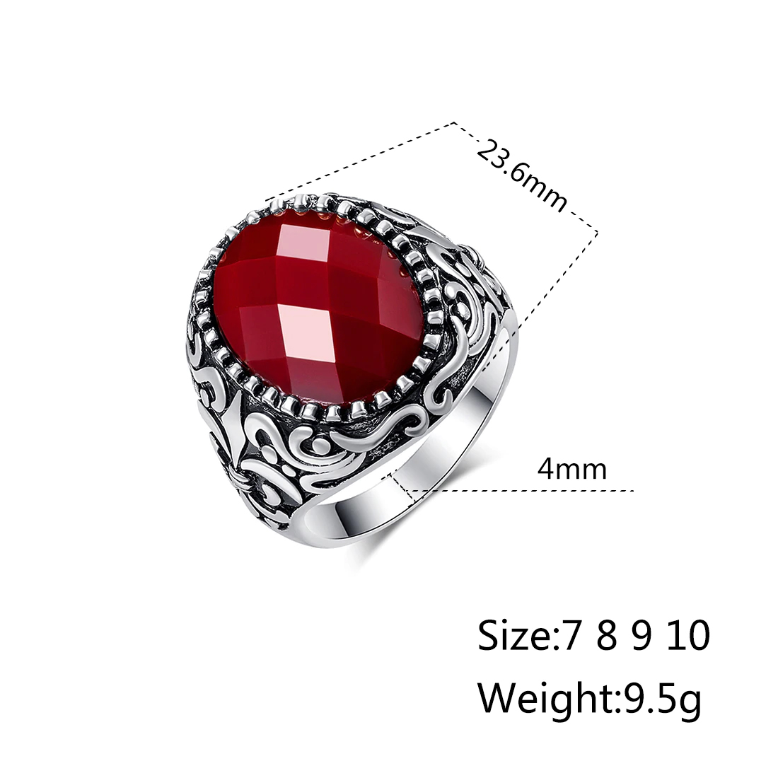 PRSTEN KÁMEN-RUBÍNOVÁ BARVA
