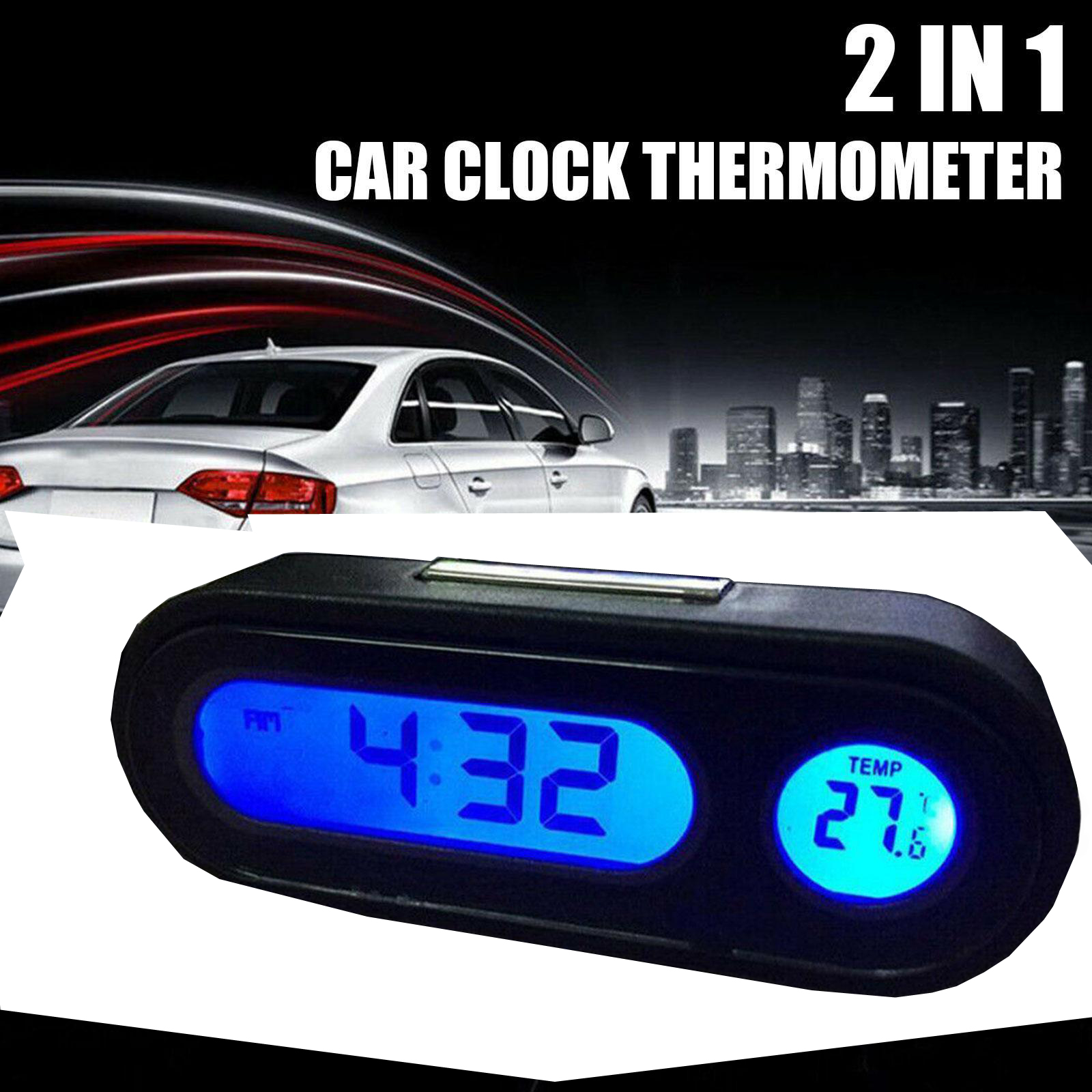 Mini elektronické HODINKY+TEPLOMĚR do AUTA apod
