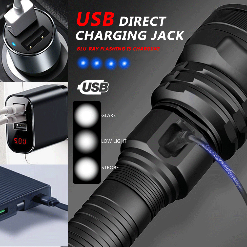 VYSOCE VÝKONN LED TAKTICKÁ SVÍTILNA-BATERKA XHP5 s BATERIÍ