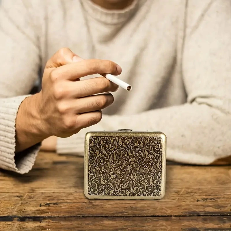 TABATĚRKA Vintage kovová luxusní RETRO KRABIČKA NA CIGARETY