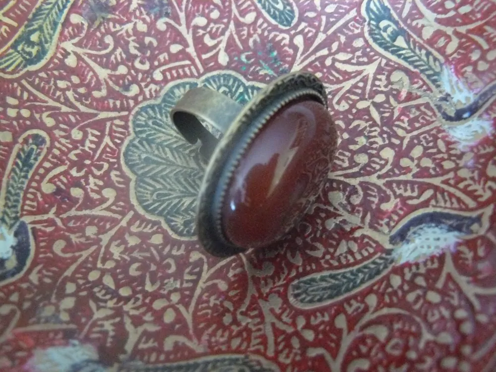 Krásný Vintage PRSTEN Kámen KARNEOL