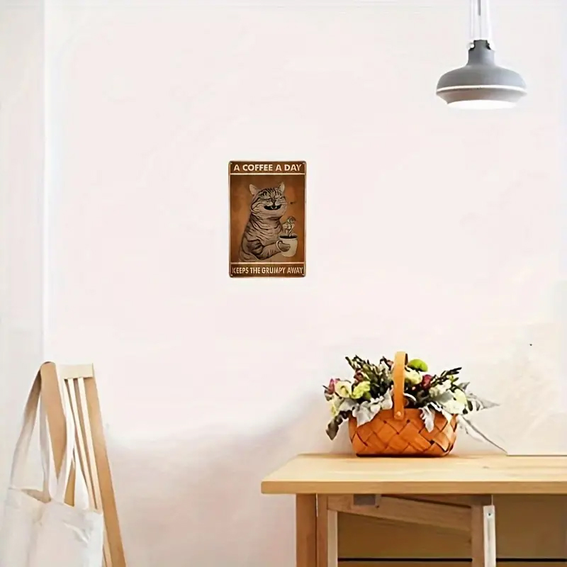  Vintage plechová  CEDULE  Kočka & Káva 