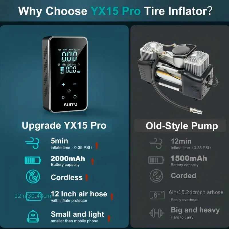 Přenosný AKU KOMPRESOR Kompresor pro auta,kola, motocykly