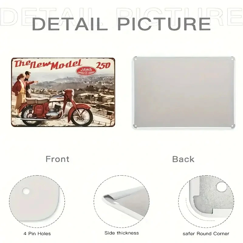 Vintage Kovový plechový CEDULE Legendární MOTOCYKL JAWA