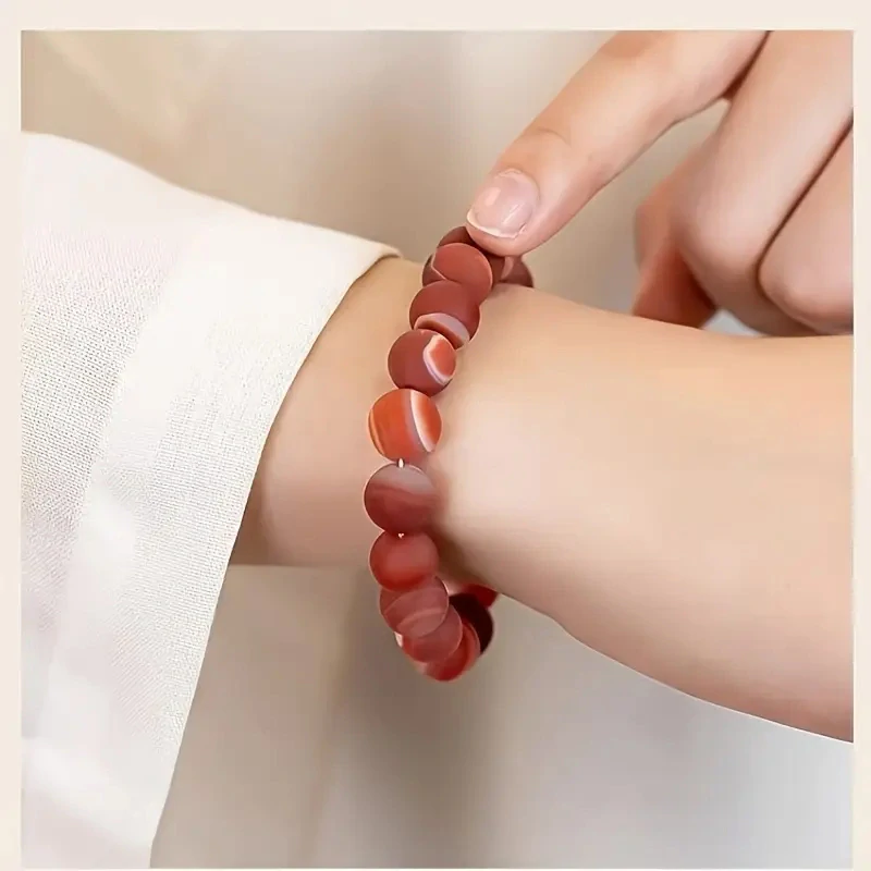 Náramek z Červených Achátových Korálků Přírodní ACHÁT