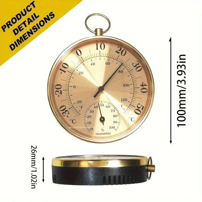 Dvoufunkční kovový stylový TEPLOMĚR - VLHKOMĚR