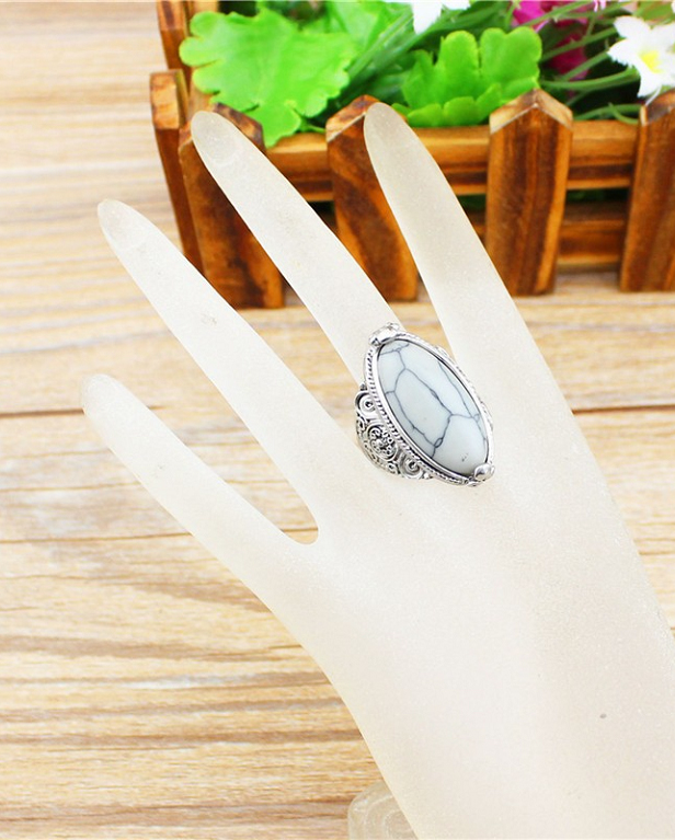 PRSTEN MRAMOROVY - WHITE TURQUOISE