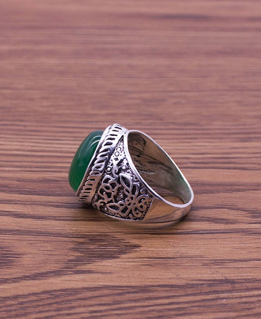 PRSTEN TIBETSKÝ ZELENÝ KÁMEN