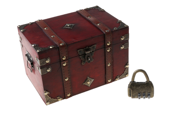 TRUHLA-KRABIČKA DŘEVĚNÁ na DOKLADY,ŠPERKY apod.-VINTAGE se ZÁMEČKEM