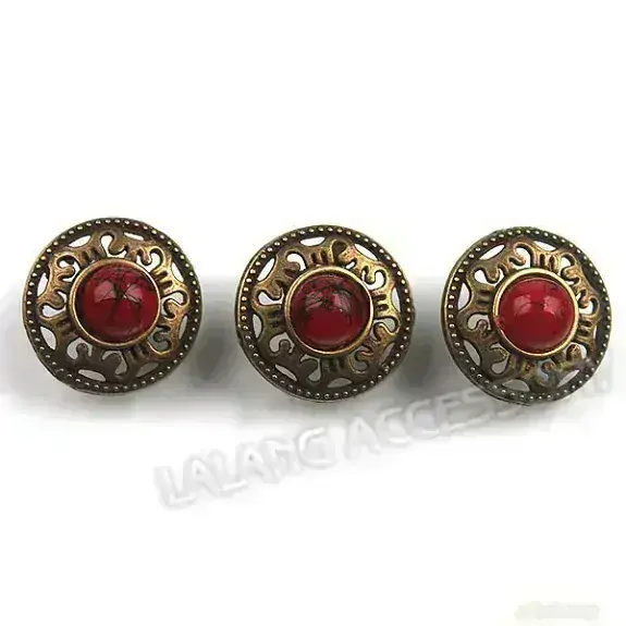 TIBET - KNOFLÍK BRONZOVÝ -KORÁL