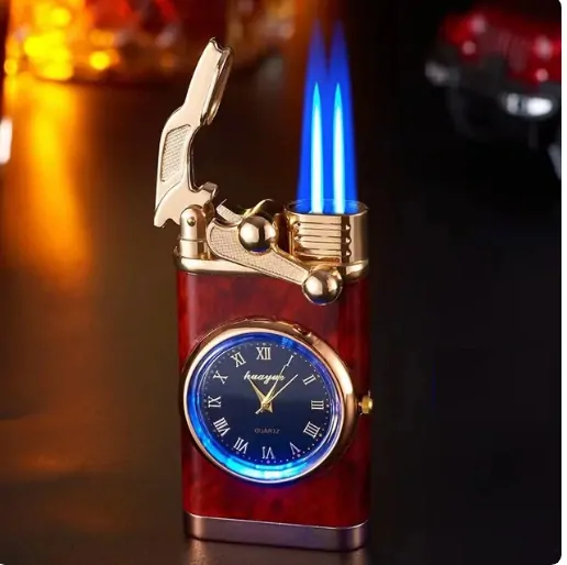 VINTAVE RETRO BENZINOVÝ ZAPALOVAČ. s HODINKAMA