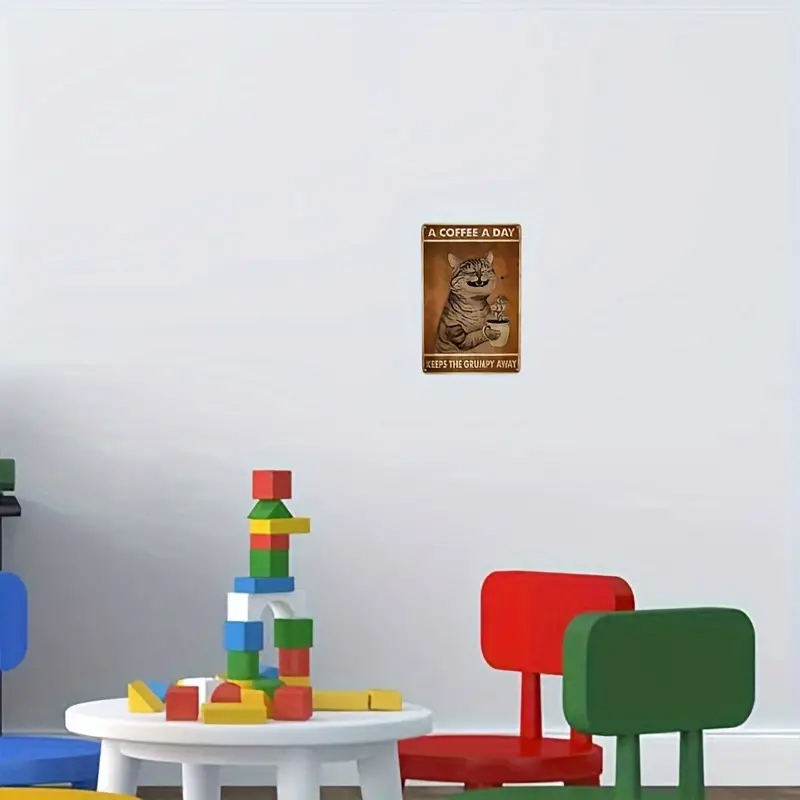  Vintage plechová  CEDULE  Kočka & Káva 