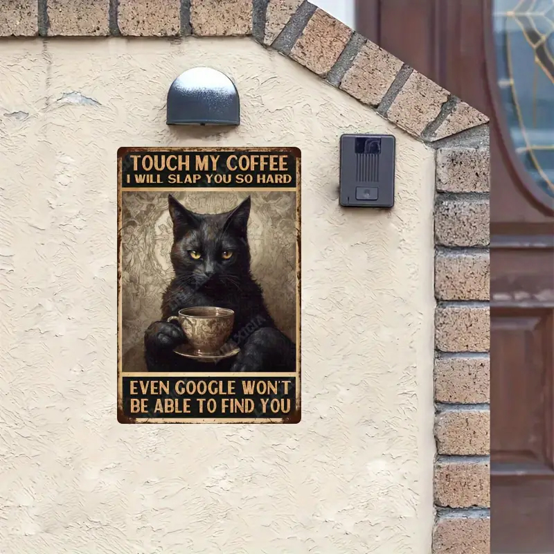 Vintage CEDULE Vtipná cedule černá kočka