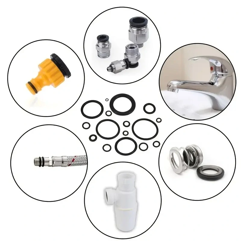 225 kusů SADA TĚSNĚNÍ pryžových kroužků -těsnění. 18 velikostí