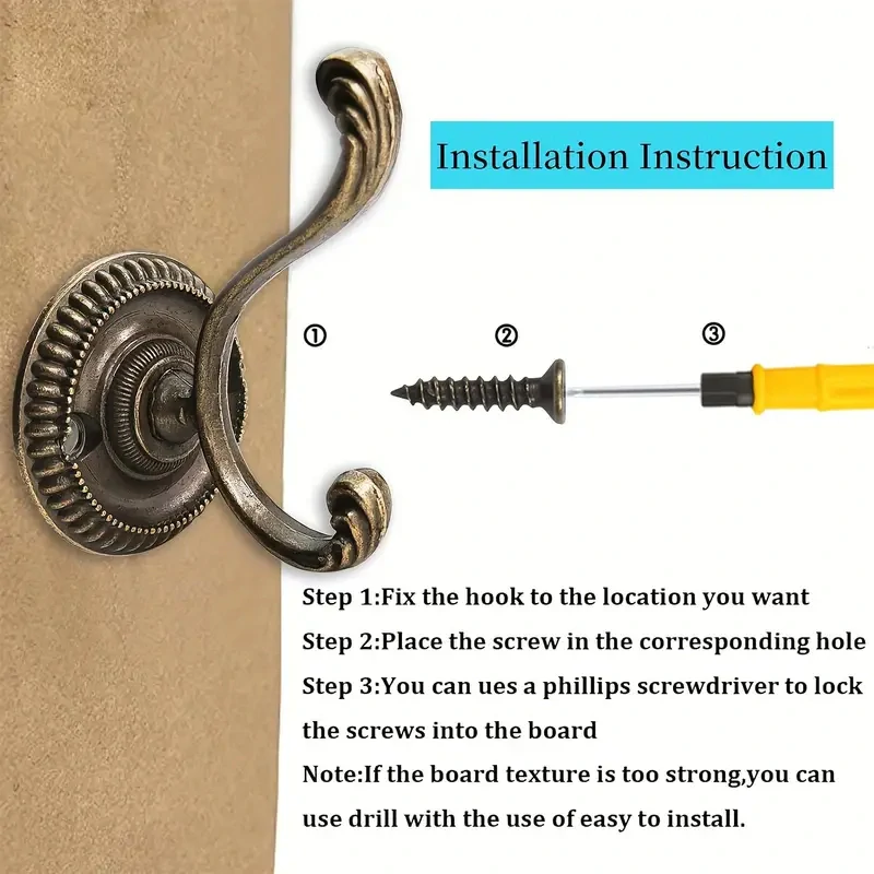 Kovový Vintage HÁČEK v antickém bronzovém provedení