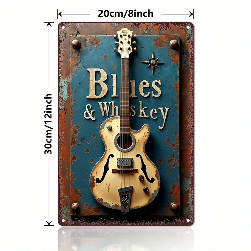 Vintage kovová CEDULE s plechovým potiskem KLASIC BLUES