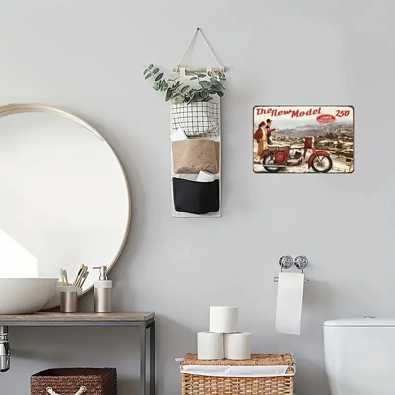 Vintage Kovový plechový CEDULE Legendární MOTOCYKL JAWA