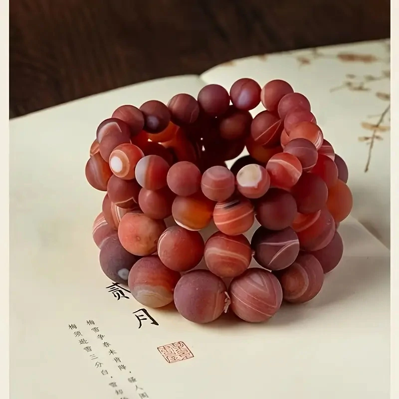 Náramek z Červených Achátových Korálků Přírodní ACHÁT