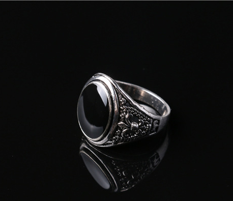 PRSTEN PÁNSKÝ-KÁMEN-ONYXOVÁ BARVA