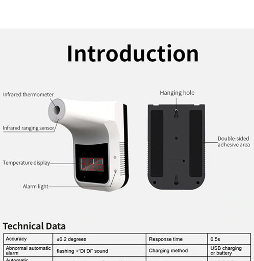 INFRAČERVENÝ NÁSTĚNNÝ BEZKONTAKTNÍ TEPLOMĚR
