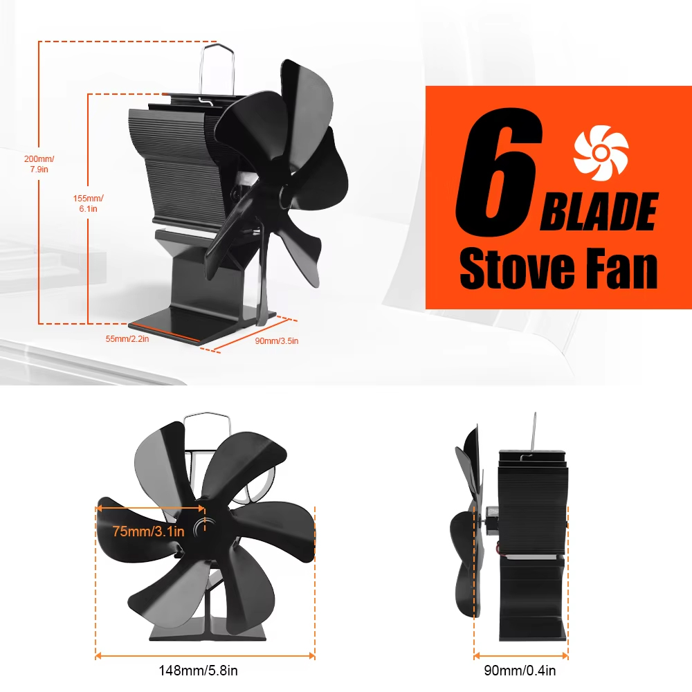 EKO 6lopatkový VENTILÁTOR pro KRBOVÁ KAMNA