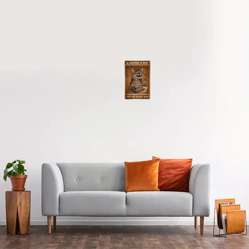  Vintage plechová  CEDULE  Kočka & Káva 