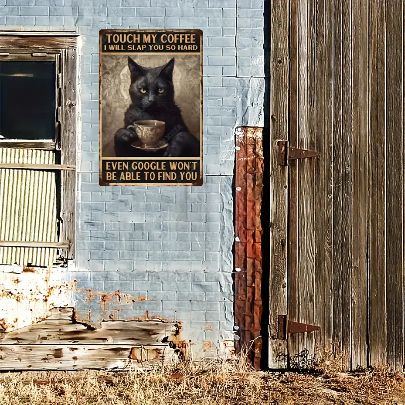 Vintage CEDULE Vtipná cedule černá kočka