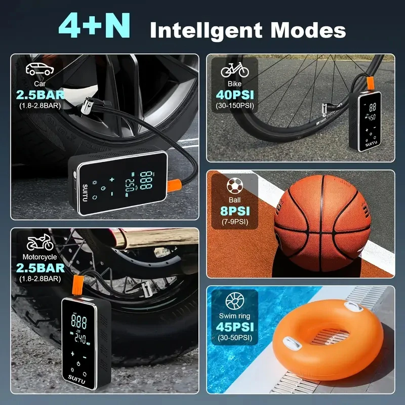 Přenosný AKU KOMPRESOR Kompresor pro auta,kola, motocykly