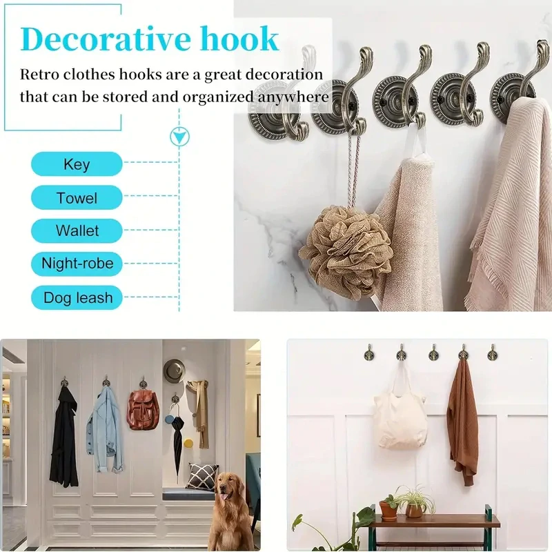 Kovový Vintage HÁČEK v antickém bronzovém provedení