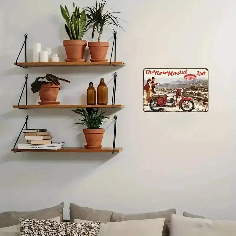 Vintage Kovový plechový CEDULE Legendární MOTOCYKL JAWA