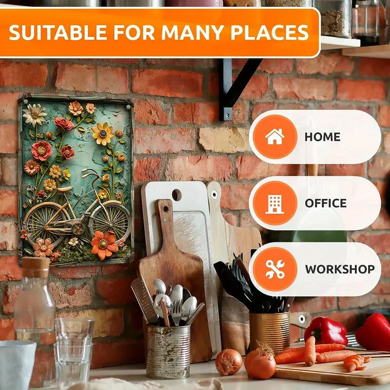 Nádherná Retro CEDULE jízdní kolo s květinami