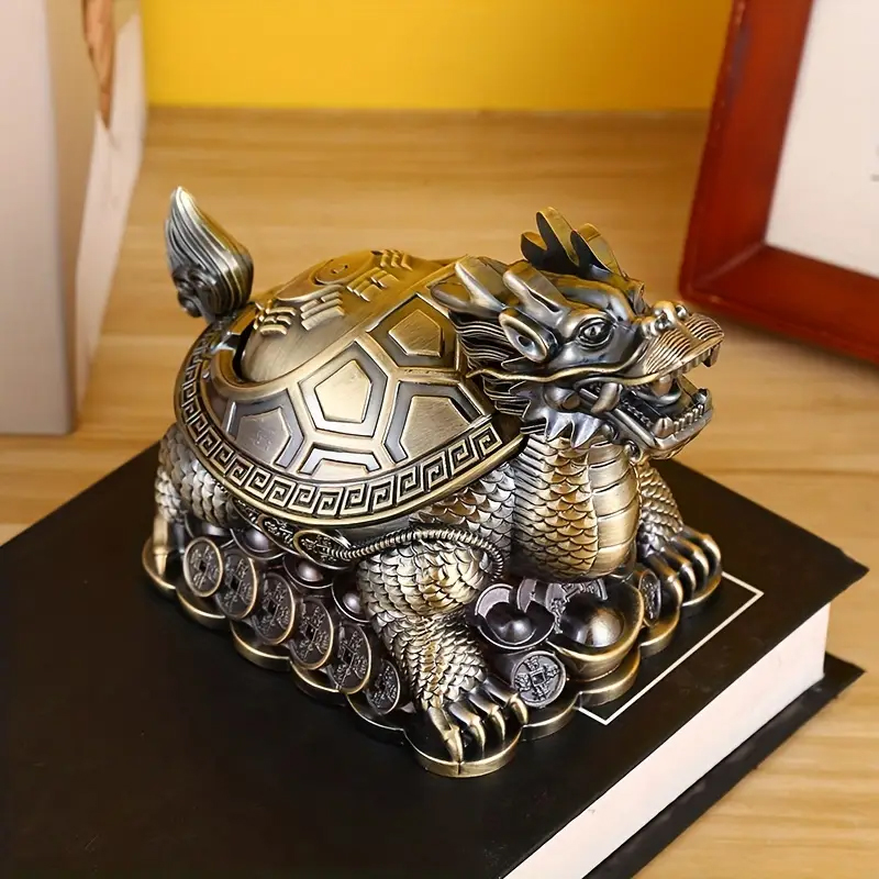 Stylový luxusní POPELNÍK z cínové slitiny s motivem DRAKA