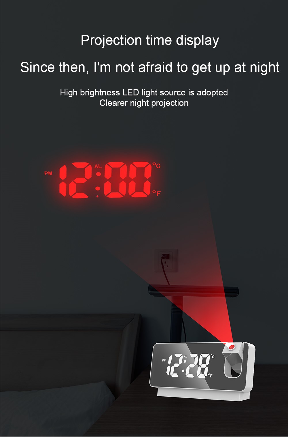 LED digitální ELEKTRONICKÝ BUDÍK-PROJEKCE NA STROP