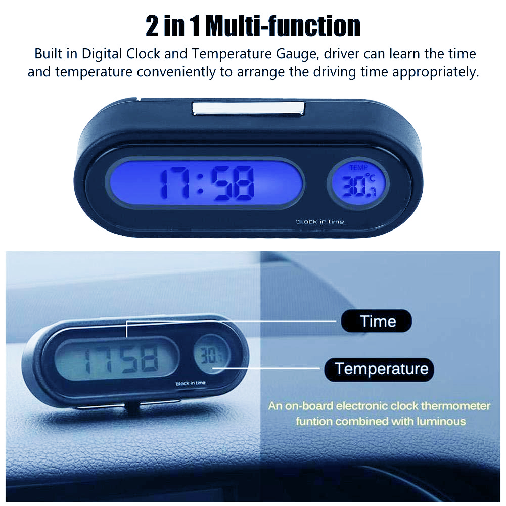 Mini elektronické HODINKY+TEPLOMĚR do AUTA apod