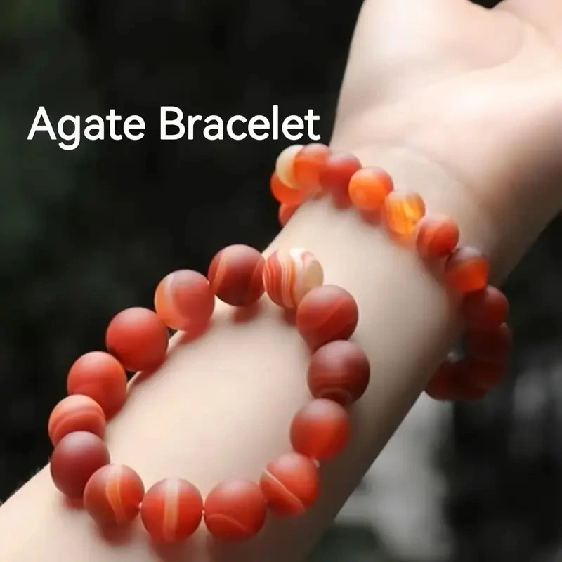 Náramek z Červených Achátových Korálků Přírodní ACHÁT