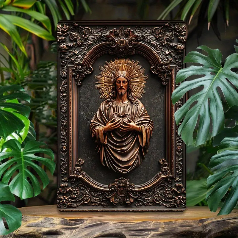 Reliéfního hliníkového nástěnné umění KRISTUS se srdcem.