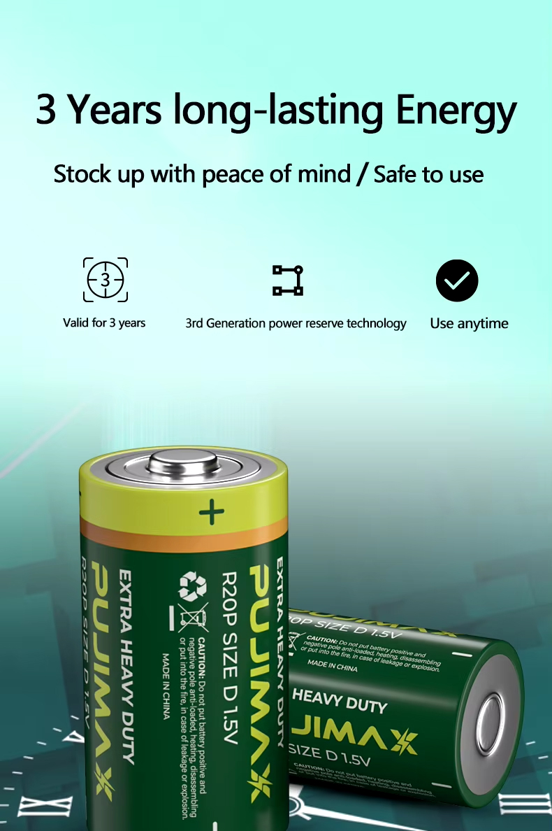 Super výkonná značková BATERIE R20 velikost: D, značka: "PUJIMAX " 1,5V.